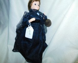 15.5" NORTEL TRADING PORCELAIN MRS. JANE PIERCE 1ST LADY DOLL 1853-57 IN BLACK LACE GOWN